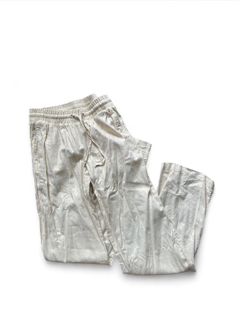 Anne Klein metallic gold linen wide leg pants